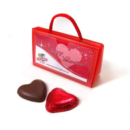 Mini tasje met chocolade hart - Topgiving